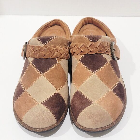 Aetrex Libby Clogs Size 40 Womens 9-9.5 Patchwork Boho Brown Mules Slip On Shoes - Picture 4 of 12